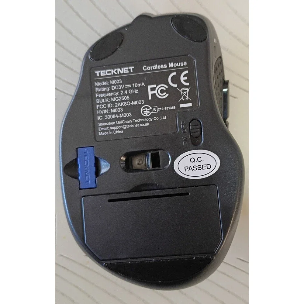 TeckNet Cordless Wireless Optical Blue Computer Mouse Model:M003 Battery AAA
